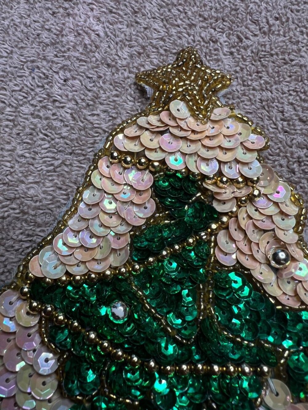 Vintage Sequin Santa and Tree Appliqué Brooch Pins Festive Detailing Handmade - Picture 9 of 11